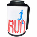3dRose Alexis Design - Sport Athletics - Man sportsman or a jogger runs over a word RUN. Red, blue on white - Can Cooler Bottle Wrap (cc_281049)
