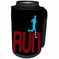 3dRose Alexis Design - Sport Athletics - Man sportsman or a jogger runs over a word RUN. Red, blue on black - Can Cooler Bottle Wrap (cc_281050)