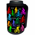 3dRose Alexis Design - Sport Bicycle - Colorful bicycle riders and motivational biking slogans on black - Can Cooler Bottle Wrap (cc_281051)