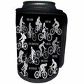 3dRose Alexis Design - Sport Bicycle - Grey color bicycle riders and motivational biking slogans on black - Can Cooler Bottle Wrap (cc_281053)