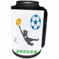 3dRose Alexis Design - Sport Soccer - Football, soccer. Goalkeeper, sun, green text SOCCER Color on white - Can Cooler Bottle Wrap (cc_281062)