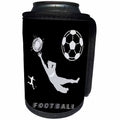 3dRose Alexis Design - Sport Soccer - Football, soccer. Goalkeeper, sun, grey text Football. Grey on black - Can Cooler Bottle Wrap (cc_281065)