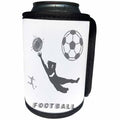 3dRose Alexis Design - Sport Soccer - Football, soccer. Goalkeeper, sun, grey text Football. Grey on white - Can Cooler Bottle Wrap (cc_281066)