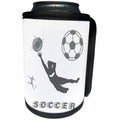 3dRose Alexis Design - Sport Soccer - Football, soccer. Goalkeeper, sun. Grey sign SOCCER. Black on white - Can Cooler Bottle Wrap (cc_281070)