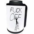 3dRose Alexis Design - Funny Worker - Man worker on a ladder, chisels the text Fuck Off. Adult humor - Can Cooler Bottle Wrap (cc_281072)