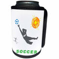 3dRose Alexis Design - Sport Soccer - Football, soccer. Goalkeeper, blue ball. Sign SOCCER. Color on white - Can Cooler Bottle Wrap (cc_281074)