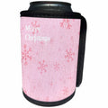 3dRose Patricia Sanders Christmas - Pink Christmas Snowflakes - Can Cooler Bottle Wrap (cc_28108)