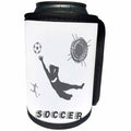 3dRose Alexis Design - Sport Soccer - Football, soccer. Goalkeeper catches ball. Sign SOCCER. Grey on white - Can Cooler Bottle Wrap (cc_281082)