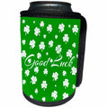 3dRose Alexis Design - Holidays St. Patricks Day - St. Patricks Day Good Luck, lucky shamrock pattern on green - Can Cooler Bottle Wrap (cc_281084)