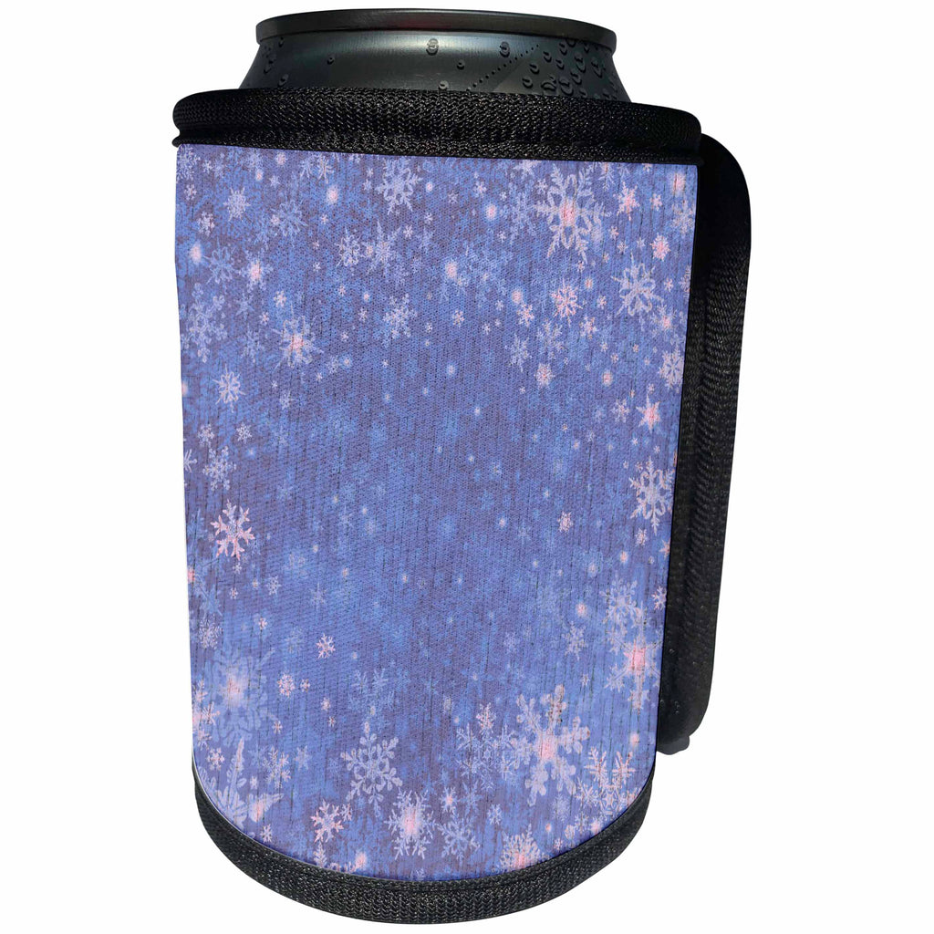 3dRose Patricia Sanders Creations - Blue Snowflakes - Can Cooler Bottle Wrap (cc_28110)