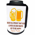 3dRose Alexis Design - Quotes Beer - Benjamin Franklin quote on beer Beer is a proof that God on white - Can Cooler Bottle Wrap (cc_281101)