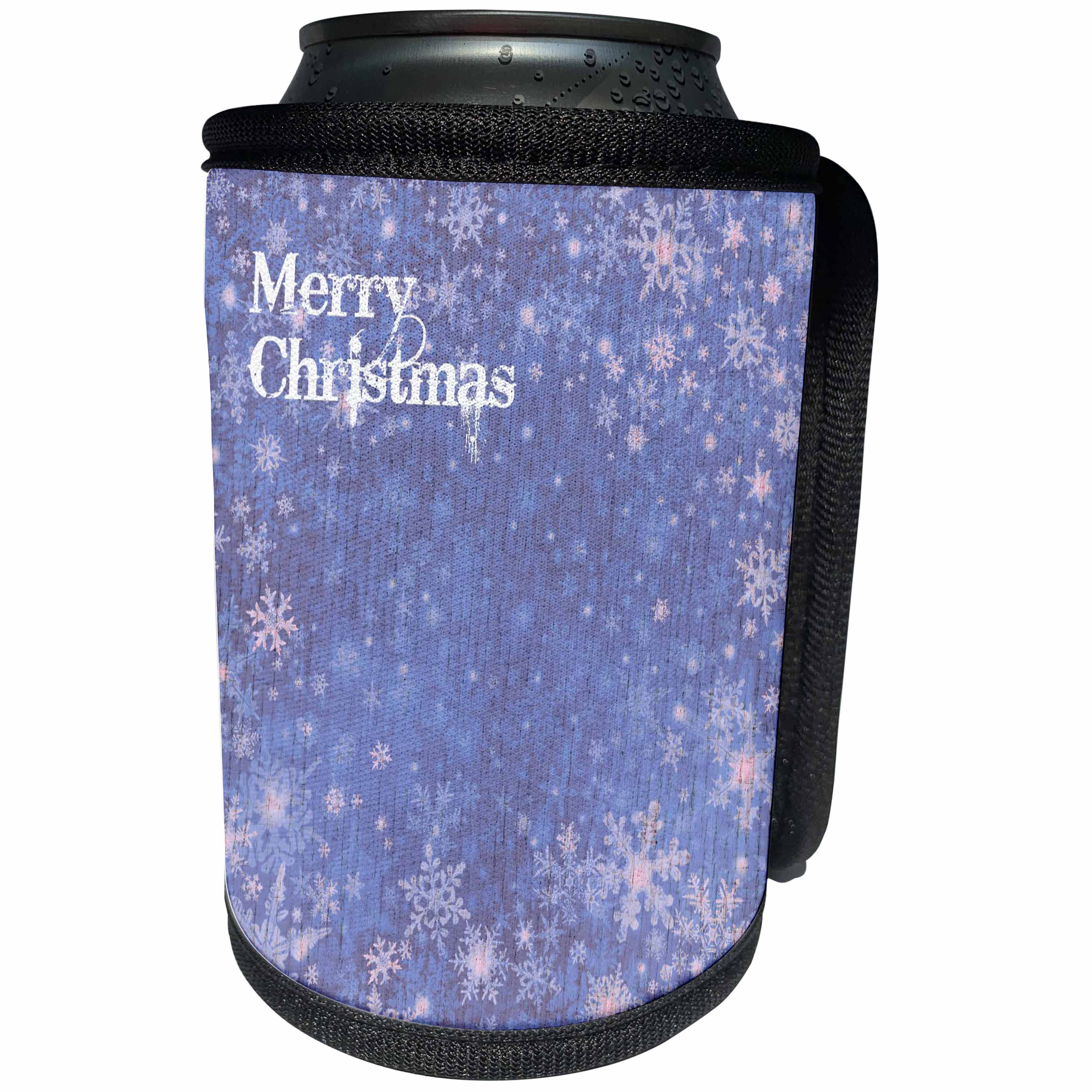 3dRose Patricia Sanders Christmas - Blue Christmas Snowflakes - Can Cooler Bottle Wrap (cc_28111)