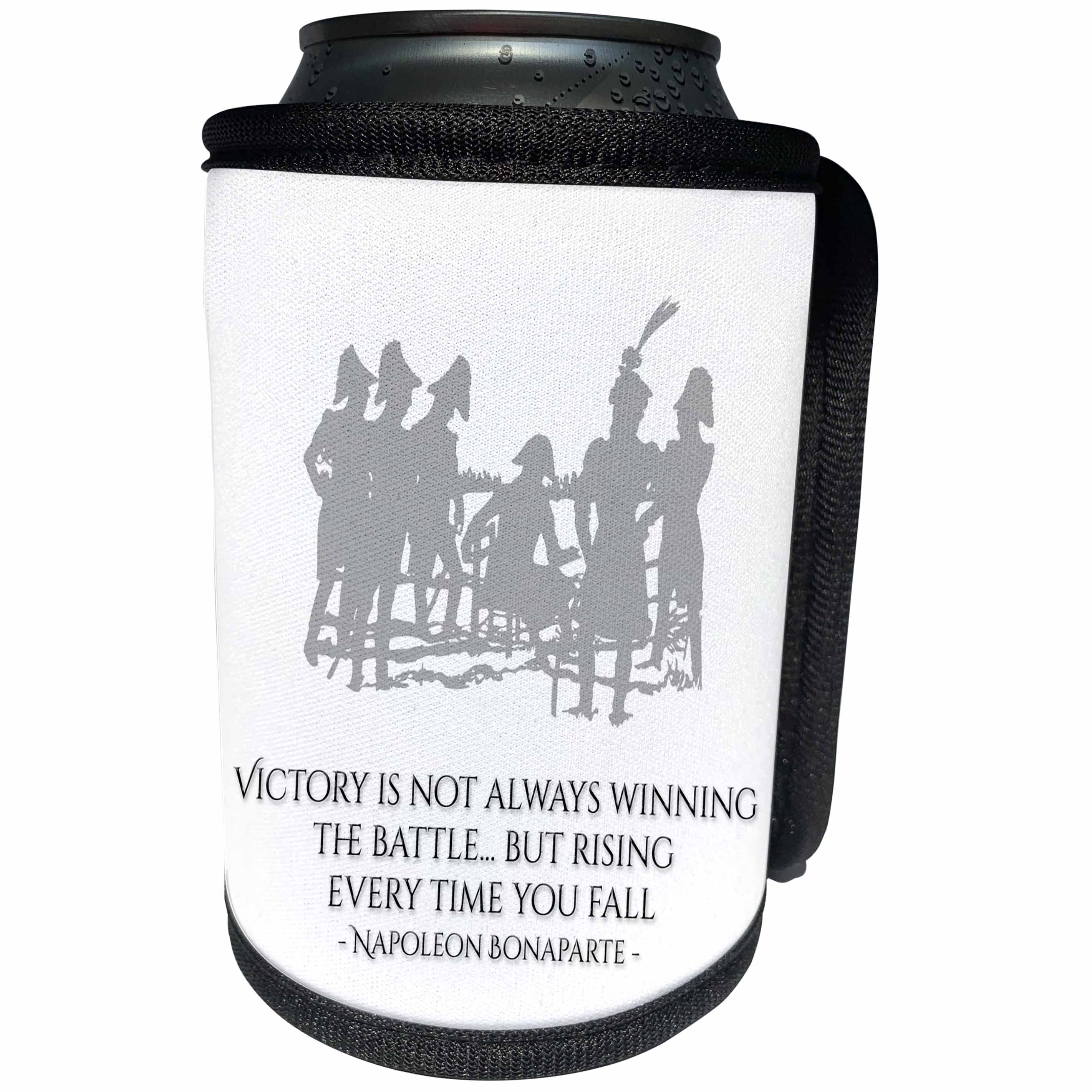 3dRose Alexis Design - Quotes Napoleon - Napoleon Bonaparte Victory is not always winning on white background - Can Cooler Bottle Wrap (cc_281114)