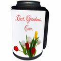 3dRose Alexis Design - Congratulations - Red, white, yellow tulip flowers. Best. Grandma. Ever. On white - Can Cooler Bottle Wrap (cc_281134)