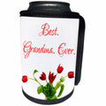 3dRose Alexis Design - Congratulations - Bunch of red tulip flowers. The text Best. Grandma. Ever. On white - Can Cooler Bottle Wrap (cc_281136)
