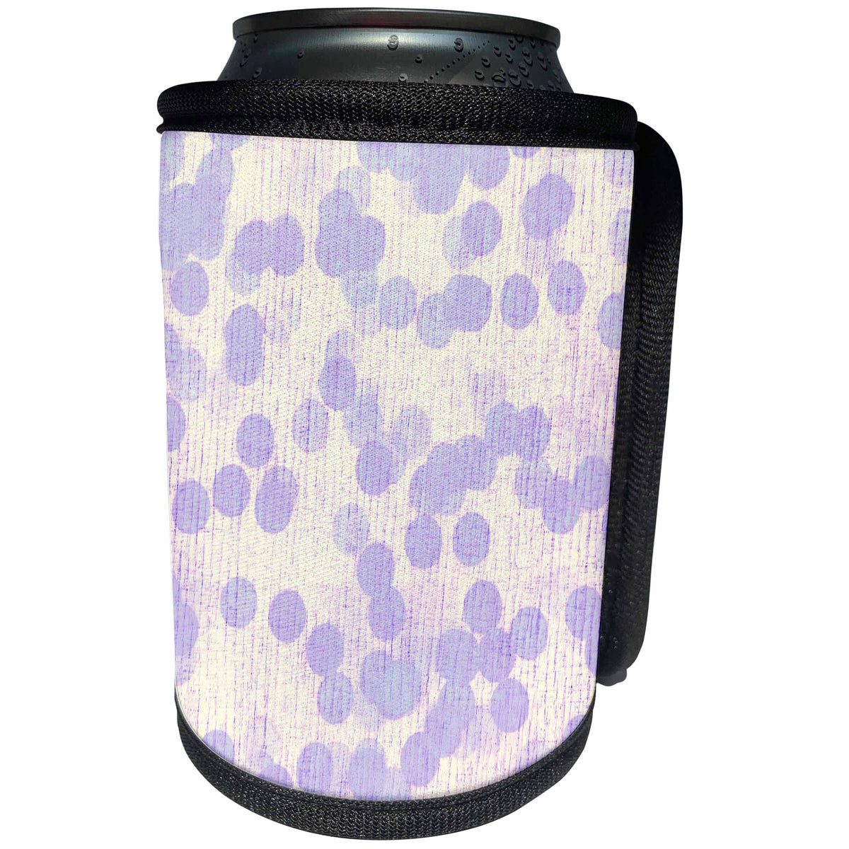 3dRose Patricia Sanders Creations - Lavender and White Dots - Can Cooler Bottle Wrap (cc_28115)