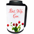 3dRose Alexis Design - Congratulations - Bunch of red tulip flowers. The text Best. Wife. Ever. On white - Can Cooler Bottle Wrap (cc_281154)