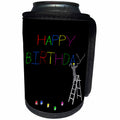 3dRose Alexis Design - Funny Worker - Man worker stands on a ladder, chisels text Happy birthday in color - Can Cooler Bottle Wrap (cc_281176)