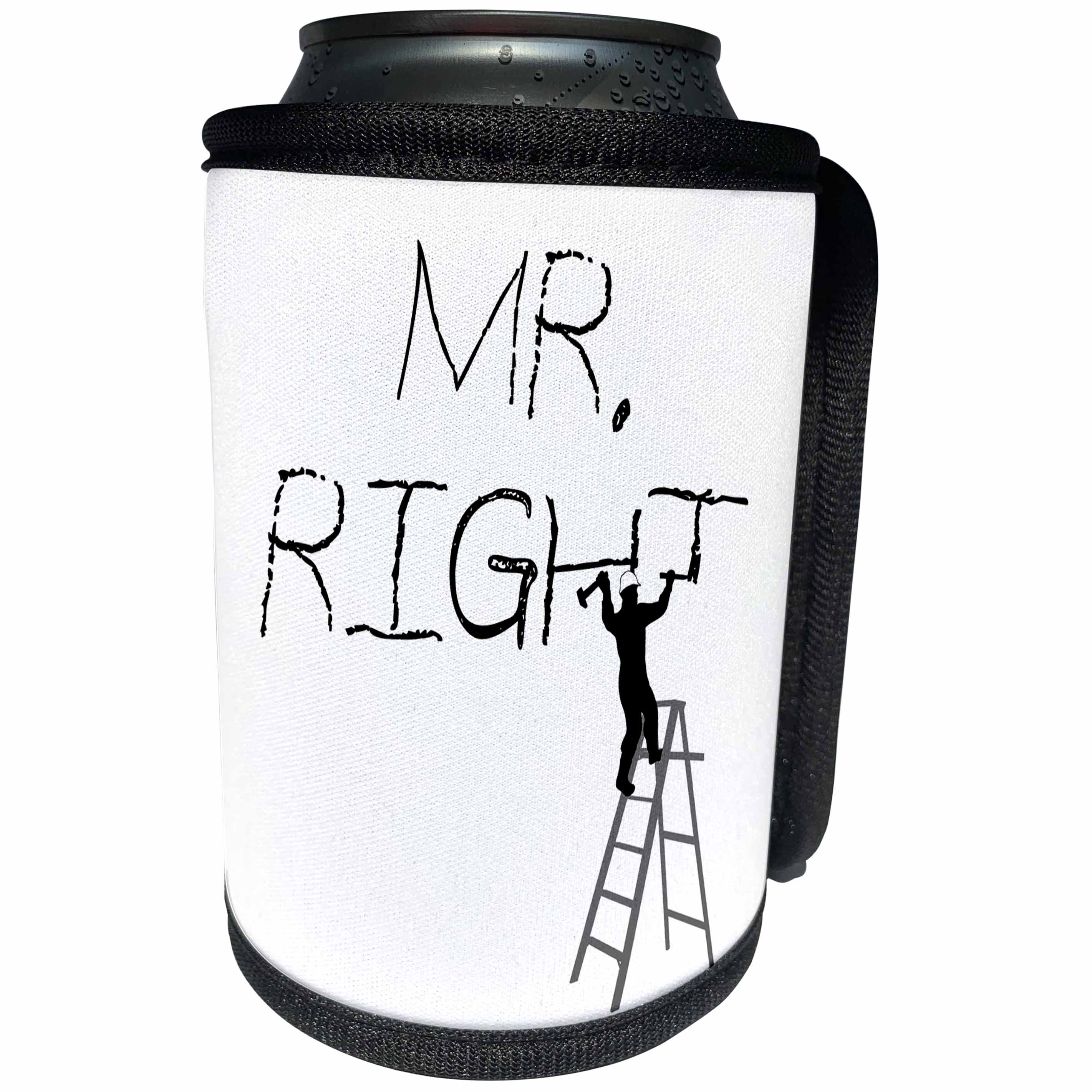 3dRose Alexis Design - Funny Worker - Man worker stands on a ladder, chisels the text Mr. Right - Can Cooler Bottle Wrap (cc_281178)