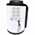 3dRose Alexis Design - Funny Worker - Man worker stands on a ladder, chisels the text Never Give Up - Can Cooler Bottle Wrap (cc_281180)