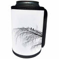 3dRose Alexis Photography - Birds - Two pigeons on a birch tree branch. Black and white photo silhouette - Can Cooler Bottle Wrap (cc_281183)