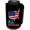 3dRose Alexis Design - America - American USA map, flag and a text All American on black background - Can Cooler Bottle Wrap (cc_281215)