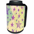 3dRose Patricia Sanders Creations - Yellow and Purple Stars - Can Cooler Bottle Wrap (cc_28122)