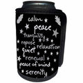 3dRose Alexis Design - Typography - Positive words of peace, calm and tranquility, grey on black - Can Cooler Bottle Wrap (cc_281227)
