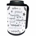 3dRose Alexis Design - Typography - Positive words of peace, calm and tranquility, grey on white - Can Cooler Bottle Wrap (cc_281228)