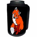3dRose Alexis Design - Funny Fox - Funny adorable smiling red fox on black. She brings you good luck - Can Cooler Bottle Wrap (cc_281251)
