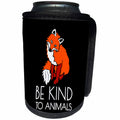 3dRose Alexis Design - Funny Fox - Funny adorable smiling red fox on black. Be kind to animals - Can Cooler Bottle Wrap (cc_281253)