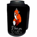 3dRose Alexis Design - Funny Fox - Funny adorable smiling red fox on black. I love you so much - Can Cooler Bottle Wrap (cc_281255)