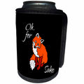 3dRose Alexis Design - Funny Fox - Funny adorable smiling red fox on black. Oh, for sake - Can Cooler Bottle Wrap (cc_281257)