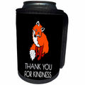 3dRose Alexis Design - Funny Fox - Funny adorable smiling red fox on black. Thank you for kindness - Can Cooler Bottle Wrap (cc_281259)