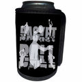 3dRose Alexis Design - Sport Basketball - Basketball. Grey text and silhouette images of players on black - Can Cooler Bottle Wrap (cc_281265)