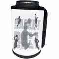 3dRose Alexis Design - Sport Basketball - Basketball. Grey text and silhouette images of players on white - Can Cooler Bottle Wrap (cc_281266)