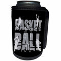 3dRose Alexis Design - Sport Basketball - Basketball. Grey text and images of players on black background - Can Cooler Bottle Wrap (cc_281267)