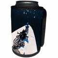 3dRose Alexis Photography - Transport Water - White sunlit head of a river boat. Metal anchor and rope. Dark water - Can Cooler Bottle Wrap (cc_281294)