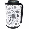 3dRose Alexis Design - Crafts - Grey kitchenware, utensils, cooking appliances, text, on white - Can Cooler Bottle Wrap (cc_281302)