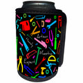 3dRose Alexis Design - Crafts - Colorful bench tools and metalware, text Artisan, Handy on black - Can Cooler Bottle Wrap (cc_281303)