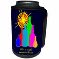 3dRose Alexis Design - Quotes Wine - Colorful bottles, sun, text Wine is earths answer to the sun on navy - Can Cooler Bottle Wrap (cc_281308)