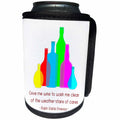 3dRose Alexis Design - Quotes Wine - Colorful bottles on white. Emerson quote Give me wine to wash me - Can Cooler Bottle Wrap (cc_281312)