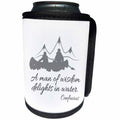 3dRose Alexis Design - Sport Boating Rafting - Water sport, canoe. Confucius quote A man of wisdom. Grey on white - Can Cooler Bottle Wrap (cc_281318)