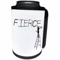 3dRose Alexis Design - Funny Worker - Woman worker on a ladder carves a word FIERCE. Black, grey on white - Can Cooler Bottle Wrap (cc_281323)