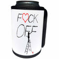 3dRose Alexis Design - Funny Worker - Woman worker on a ladder carves text F RED HEART CK OFF. Adult humor - Can Cooler Bottle Wrap (cc_281324)