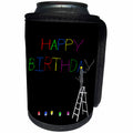 3dRose Alexis Design - Funny Worker - Woman worker on a ladder carves, paints text HAPPY BIRTHDAY on black - Can Cooler Bottle Wrap (cc_281327)
