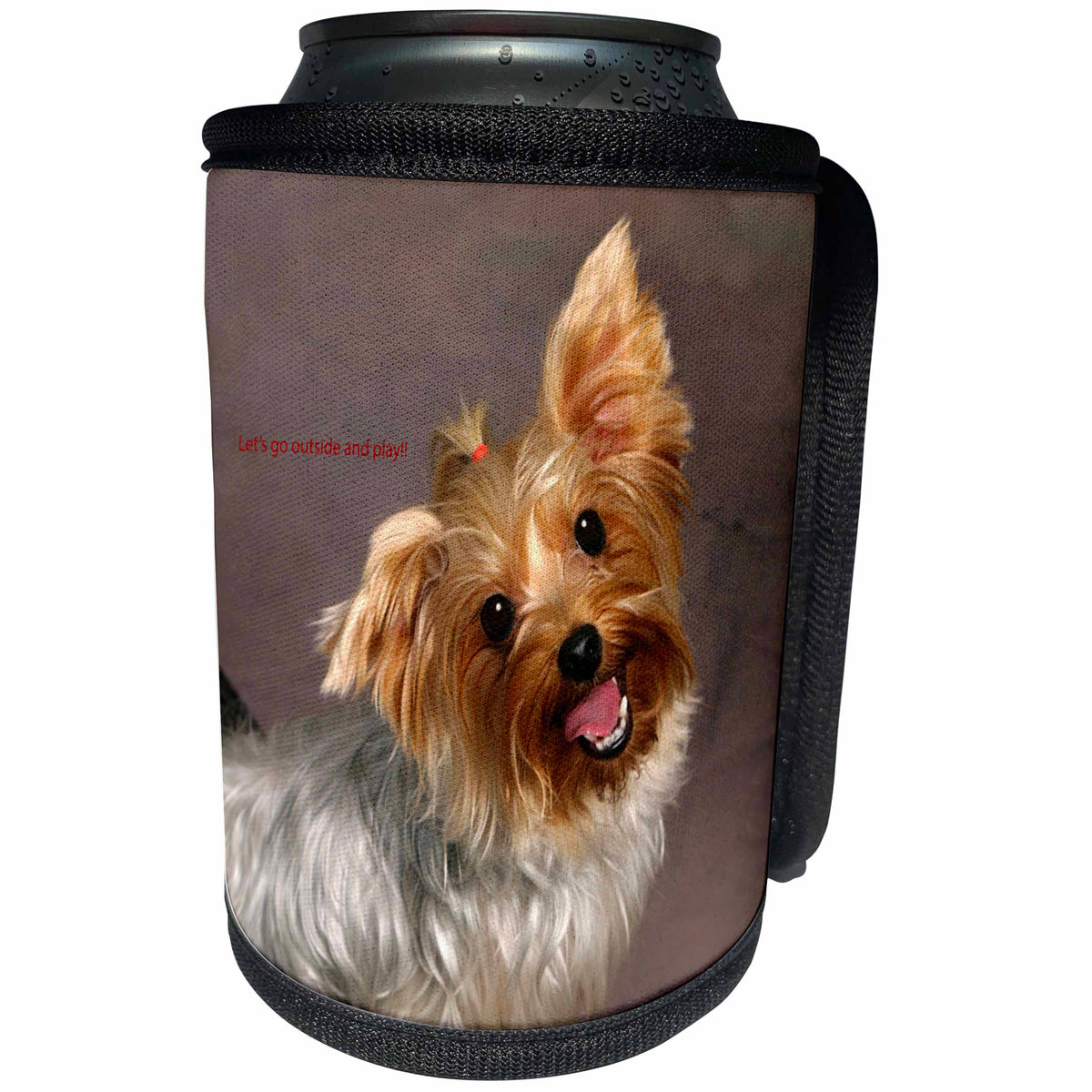 3dRose Russell Foote Photography-Dogs - Happy Yorkie - Can Cooler Bottle Wrap (cc_281491)