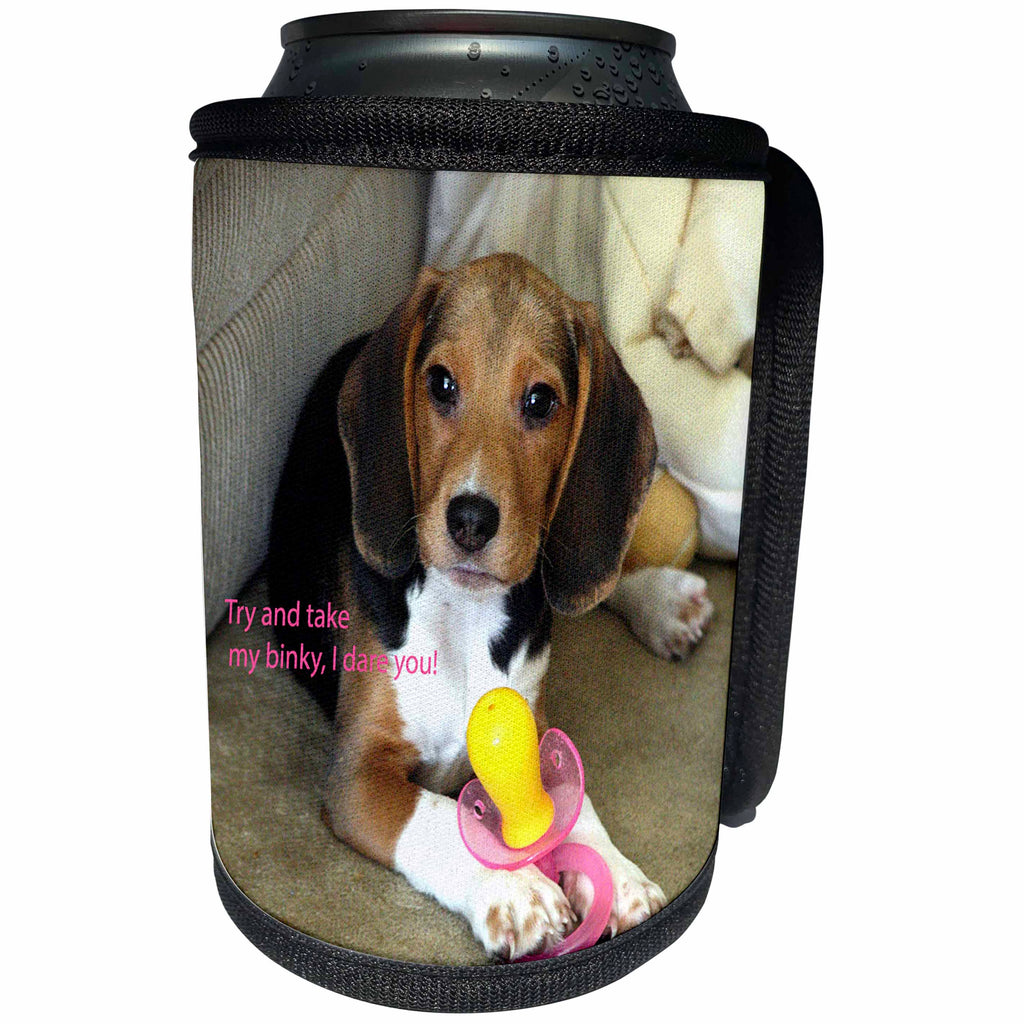 3dRose Russell Foote Photography-Dogs - Beagle puppy with a binky - Can Cooler Bottle Wrap (cc_281494)