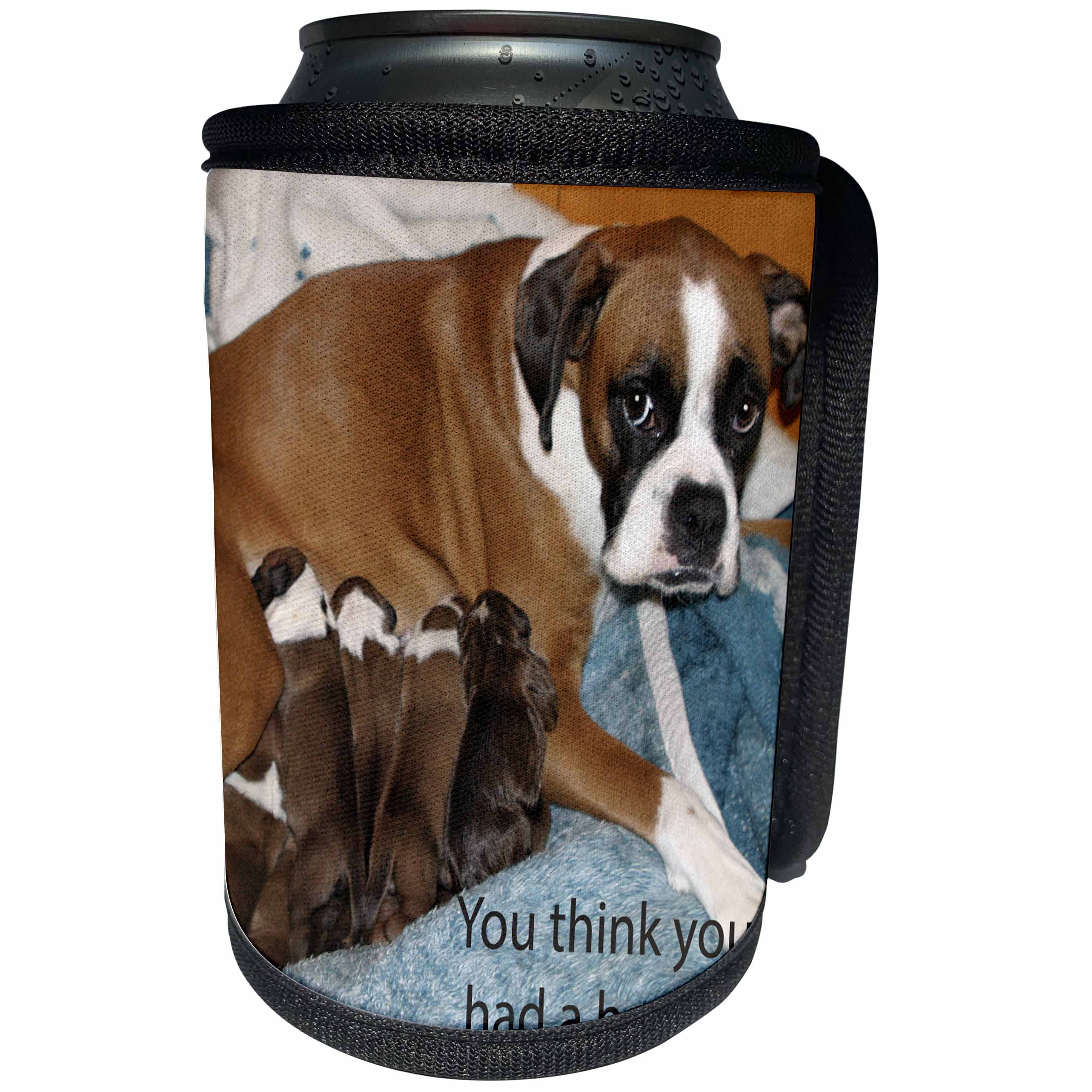 3dRose Russell Foote Photography-Dogs - Mother boxer having a hard day with the children - Can Cooler Bottle Wrap (cc_281495)