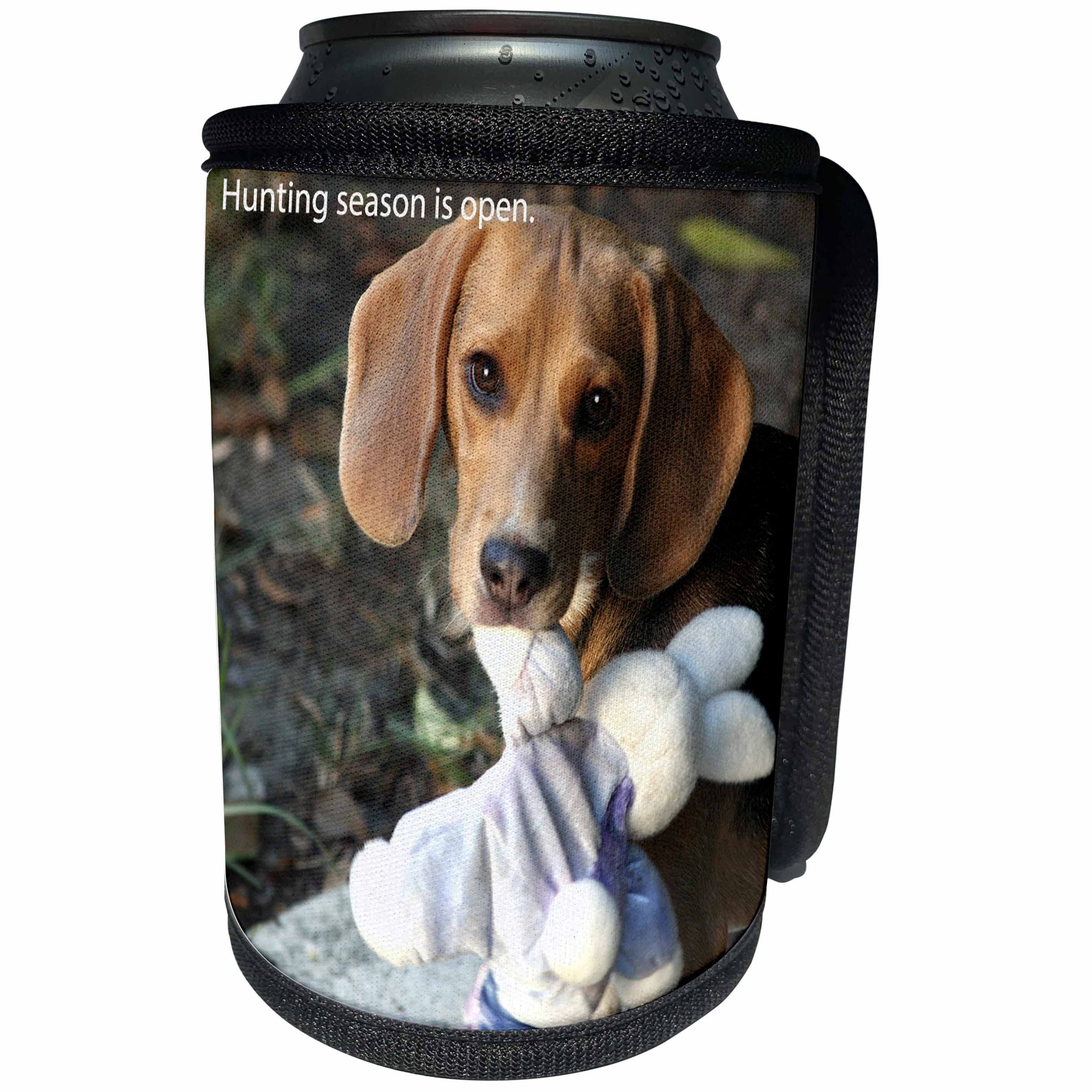 3dRose Russell Foote Photography-Dogs - Beagle with the rabbit in her mouth - Can Cooler Bottle Wrap (cc_281496)